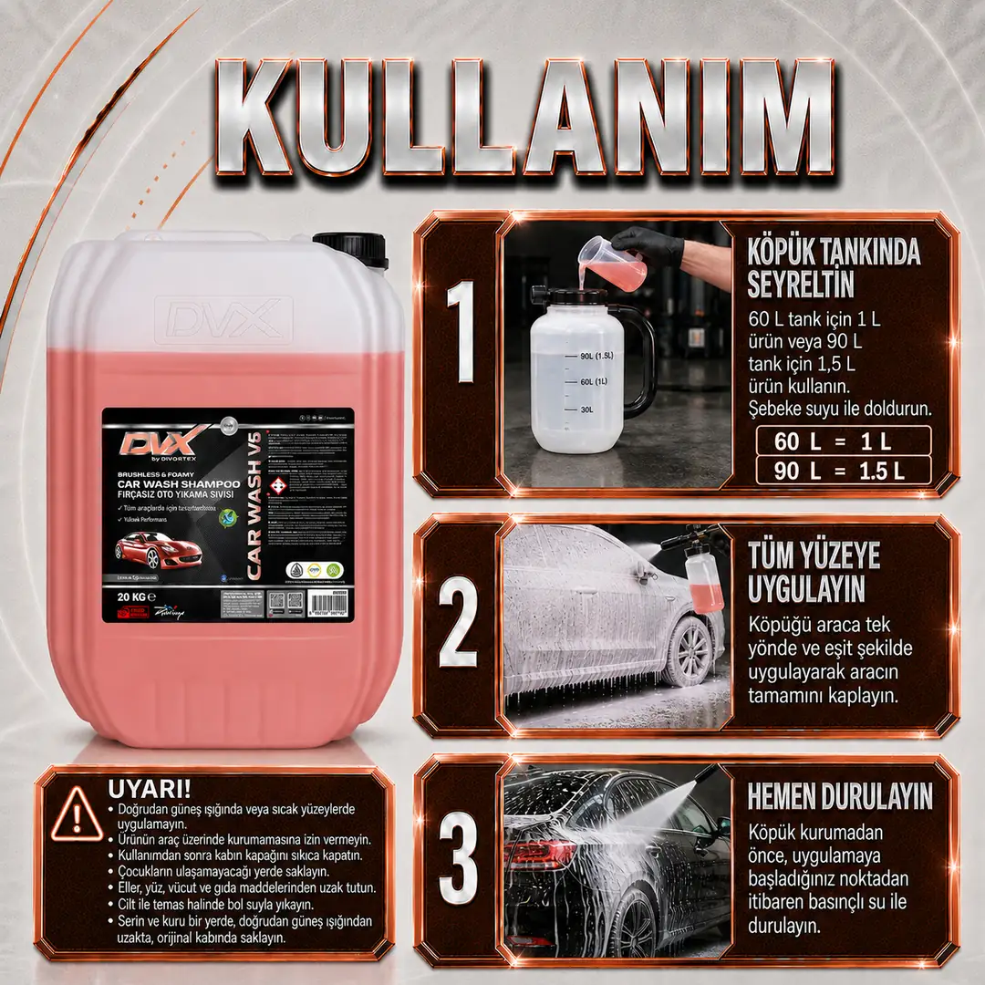 DVX | Car Wash V6 - Fırçasız Oto Yıkama Şampuanı ( 20 kg ) - Görsel 3