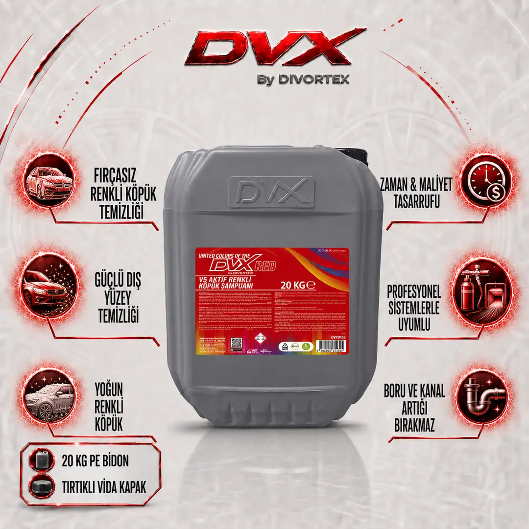 DVX | V5 Aktif Kırmızı Renkli Köpüklü Şampuan ( 20 kg ) - Görsel 2
